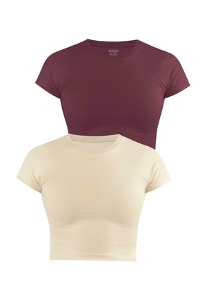 2 PACK  - T-Shirt basic - beige burgund