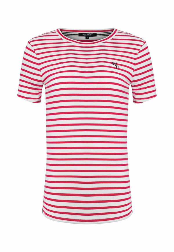 NATALIE STRIPED CREW NECK - Print T-shirt - crimson3