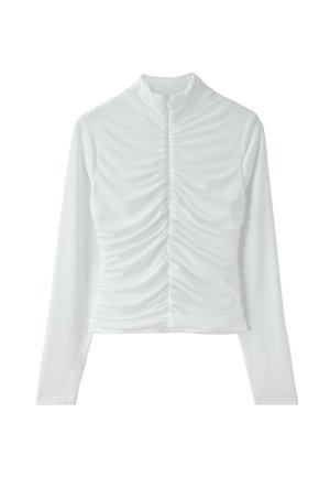 Stradivarius, FITTED GATHERED TOP WITH ZIP - T-shirt à manches longues - beige