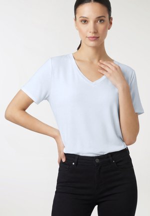 SCOLLO A V - T-shirt basic - bianco ottico