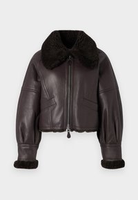 Veste en cuir - conker brown/burgundy
