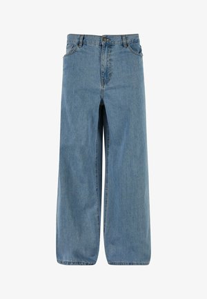 Heled sinine laiemalõikega teksapüksid. Omavad nööbi ja tõmbluku kinnitust, viit taskut ning pleekinud tekstuuri klassikalise välimuse saavutamiseks.