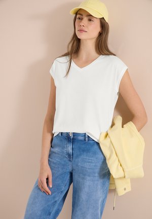 Cecil, DROPPED SHOULDER SHIRT MIT V-NECK - T-shirt basique - vanilla white