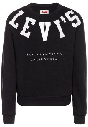Sudadera negra hecha de mezcla de algodón; con grandes letras blancas "LEVI'S" y texto más pequeño "SAN FRANCISCO CALIFORNIA" debajo.