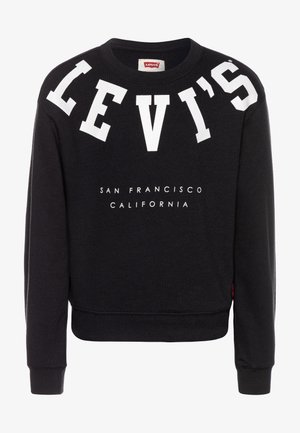 Sweat-shirt noir en mélange de coton ; présente un grand lettrage blanc "LEVI'S" et un texte plus petit "SAN FRANCISCO CALIFORNIA" en dessous.