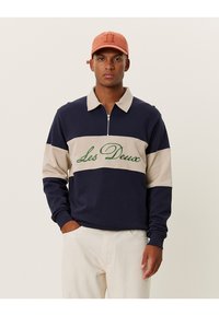 Les Deux CORY ZIPPER RUGBY - Sweatshirt - dark navy/light desert sand