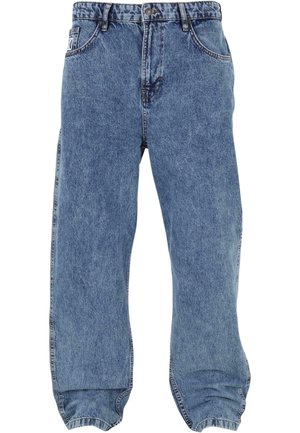 Light blue denim jeans with a relaxed fit, featuring an elasticated cuff, five pockets, and a classic five-belt loop design.