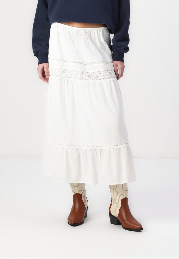 Lace Inset Tiered Maxi Skirt - Maxi skirt