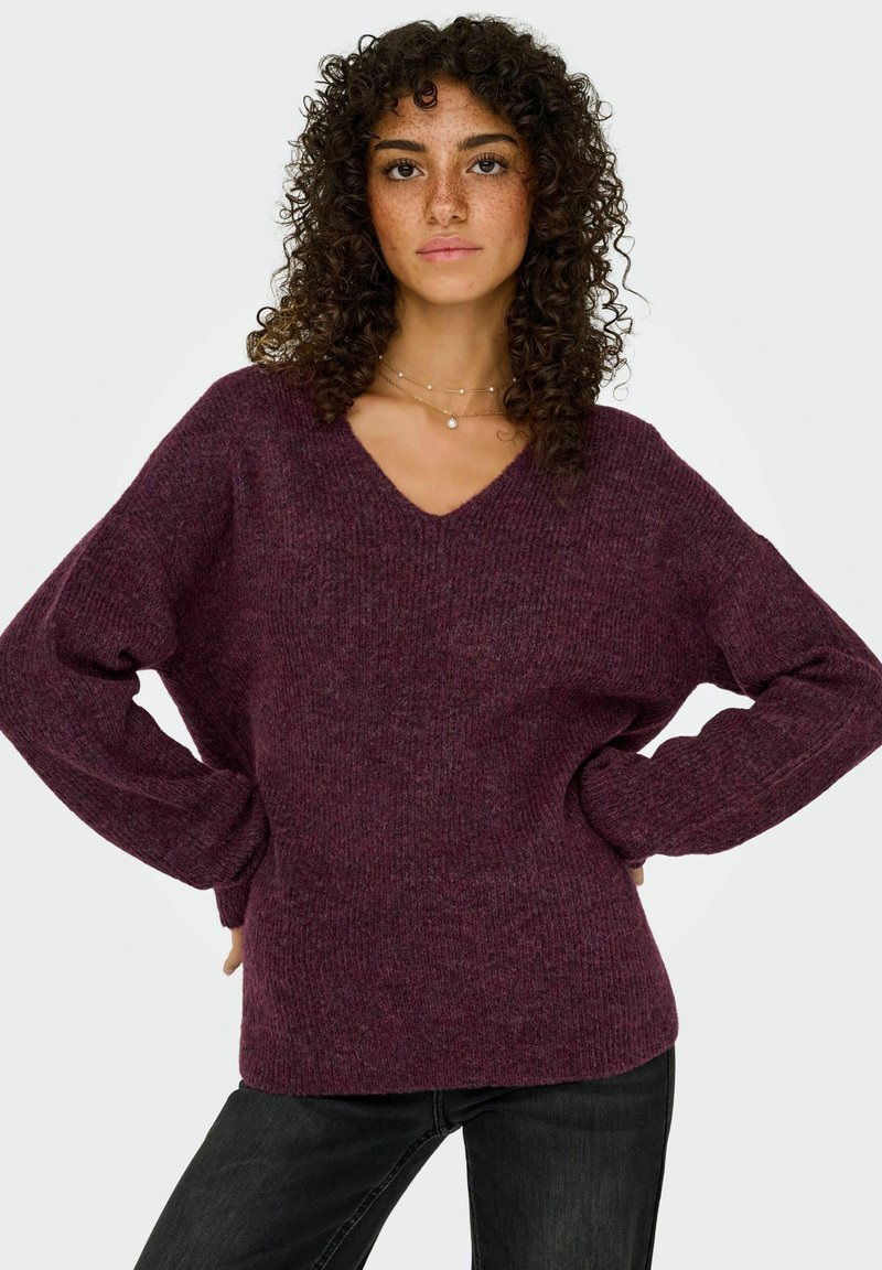 ONLY Onllesly Maglione Donna In Maglia Lunga Maniche Girocollo - Nero/Beige - 2
