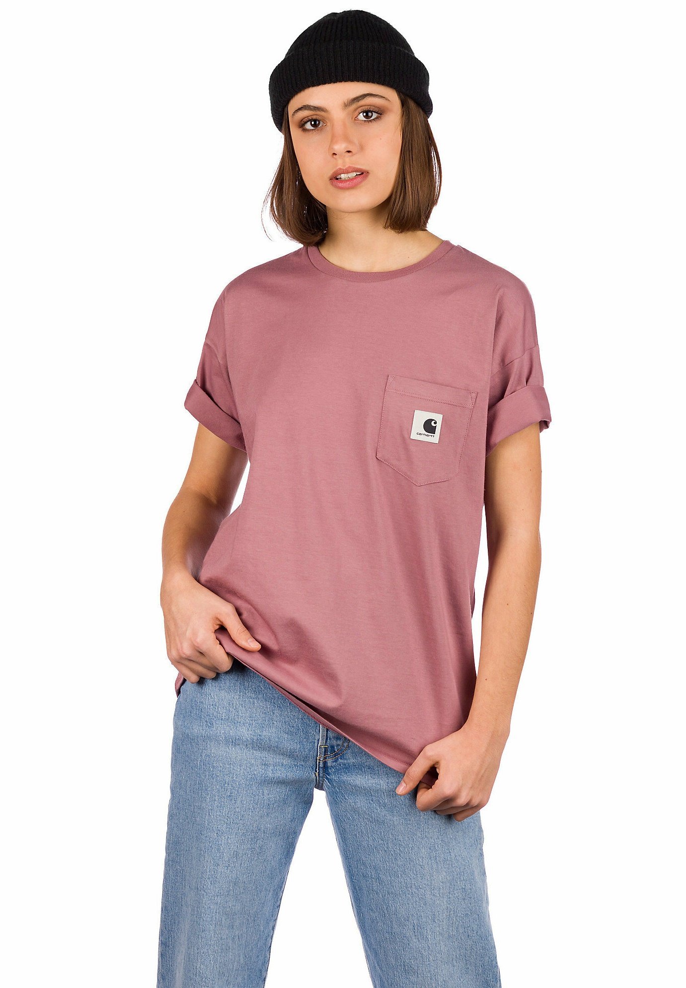 Carhartt Wip Pocket T Shirt Print Malaga Pink Zalando De