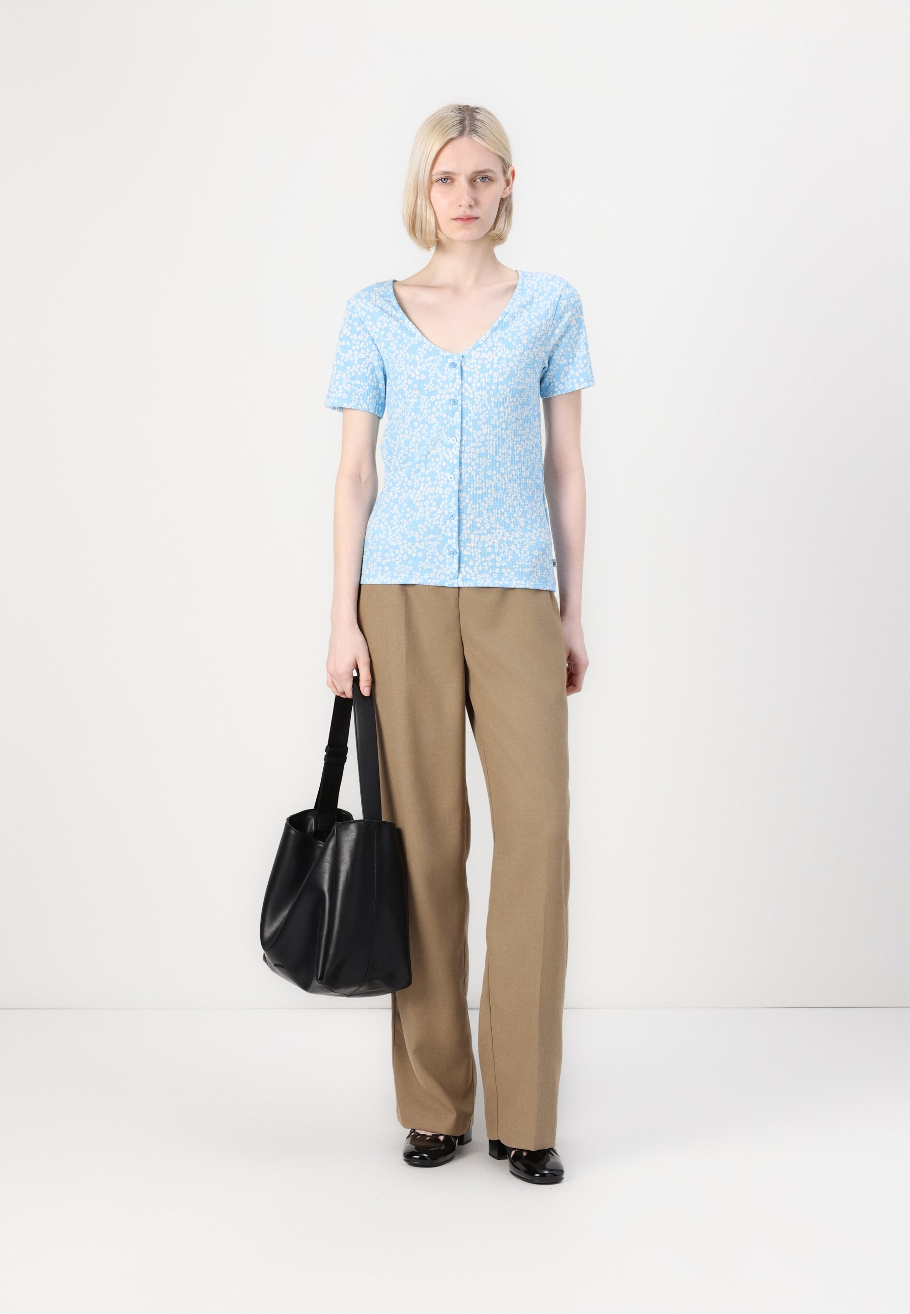 売れ筋商品|||トム テイラー デニム シャツ レディース トップス PRINTED BUTTON - Button-down blouse - light blue TOM TAILOR DENIM PRINTED BUTTON - Button-down blouse - light