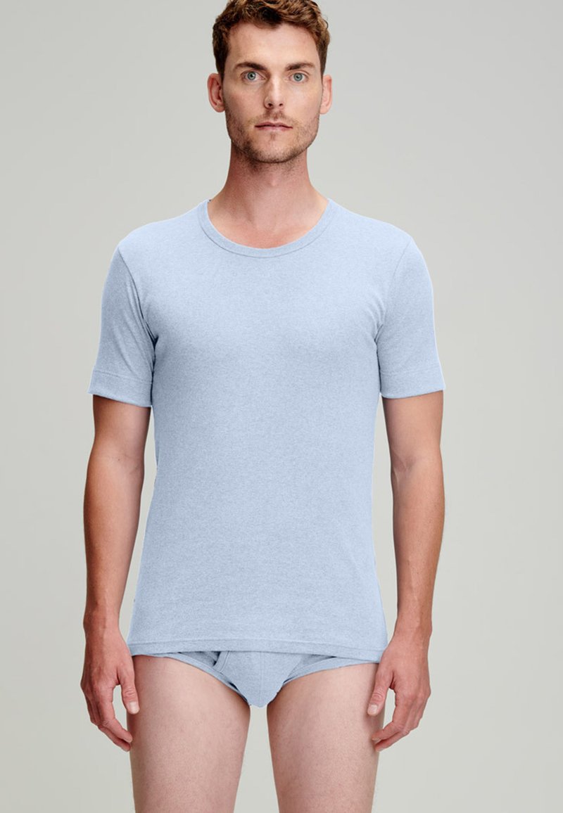 Haut femme Sifflets XS coton bleu avec polyester manches longues col