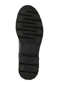 Talpa de cauciuc negru cu modele adânci de profil, inclusiv caneluri orizontale și verticale, și un logo circular în centru. Mărimea 37.