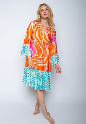 Jurk - orange pink border