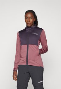 Adidas Terrex TERREX XPERIOR LIGHT FLEECE HOODED JACKET - Giacca in pile - quiet crimson/aurora black