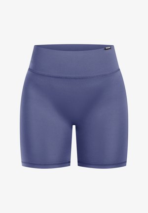 Marineblå atletikshorts lavet i et glat, strækbart materiale, høj talje og med rene syninger. Designet til komfort og bevægelighed.