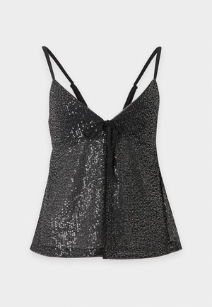 Hollister Co., SHIMMER FLYAWAY BABYDOLL - Blusa - black