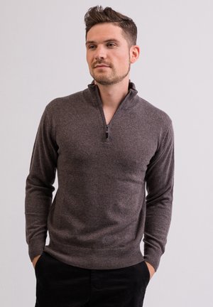 STEHKRAGEN  - Strickjacke - taupe melange