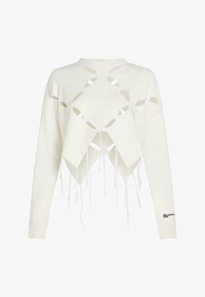 Karl Lagerfeld Jeans, KNITTED CUT-OUT ARGYLE - Pulover - egret