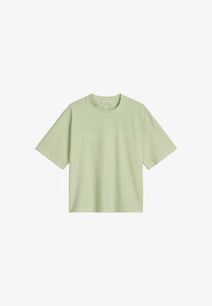 Lichtgroen T-shirt met korte mouwen en een ronde hals, met "Marc O’Polo" in bijpassende kleur geprint op de borst.