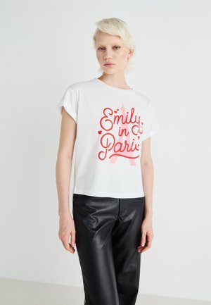 Noisy May NMGABY EMILY PARIS - Tricou cu imprimeu - bright white