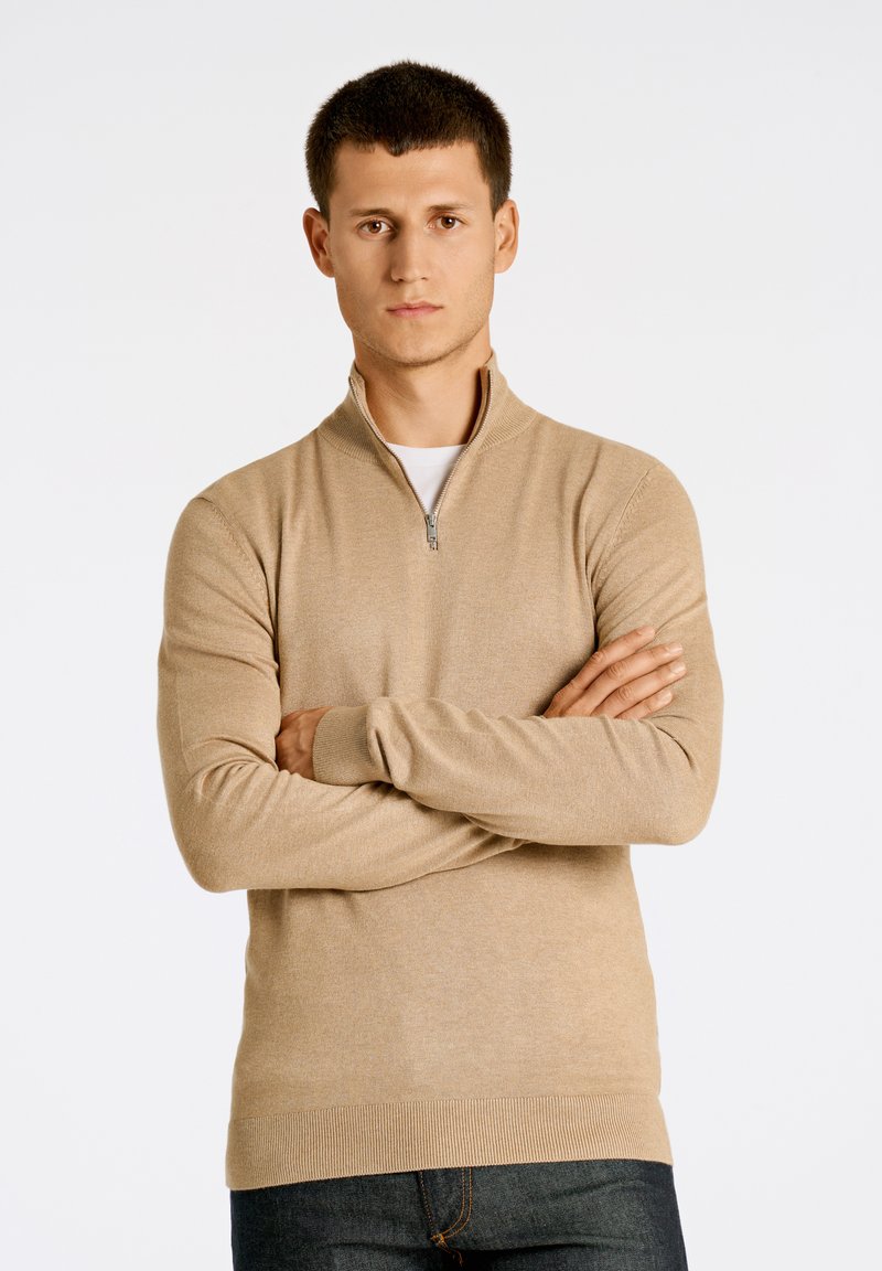 Lindbergh HALF ZIP L/S - Neule - sand mel