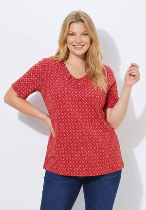 Ulla Popken GEOMETRIC DEER PRINT SHORT SLEEVE TEE - T-Shirt print - salsa