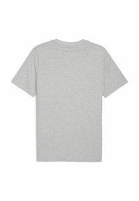Grå bomulds T-shirt med korte ærmer og rund hals. Glat tekstur, udekoreret ryg, standard pasform og ingen synlige grafik.