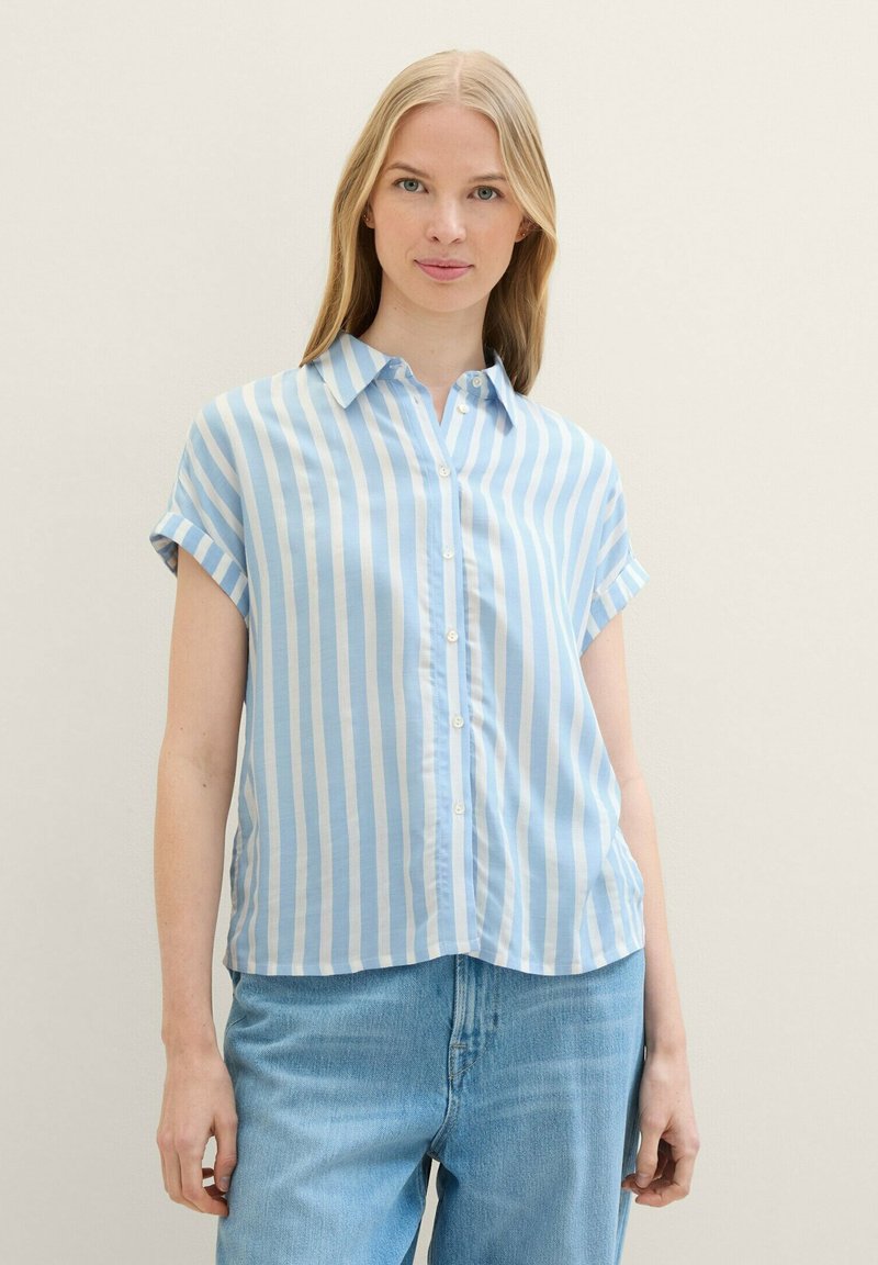 TOM TAILOR - Overhemdblouse - offwhite blue vertical stripe, Vergroten