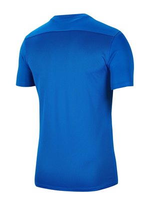 T-shirt de sport à manches courtes en bleu vif. Fabriqué en tissu en maille respirante avec une texture lisse. Col rond, épaules sans couture et ourlet incurvé.