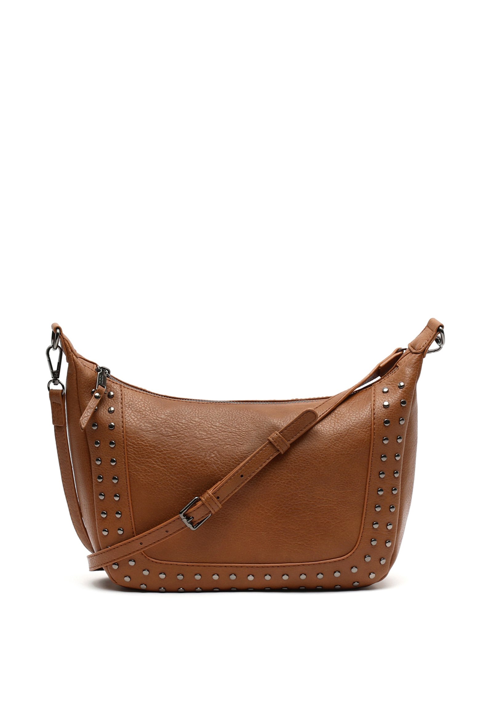 Sac à Bandoulière Marron Clouté Doré - Simili Cuir - Taille Moyenne - Neuf Sans étiquettes