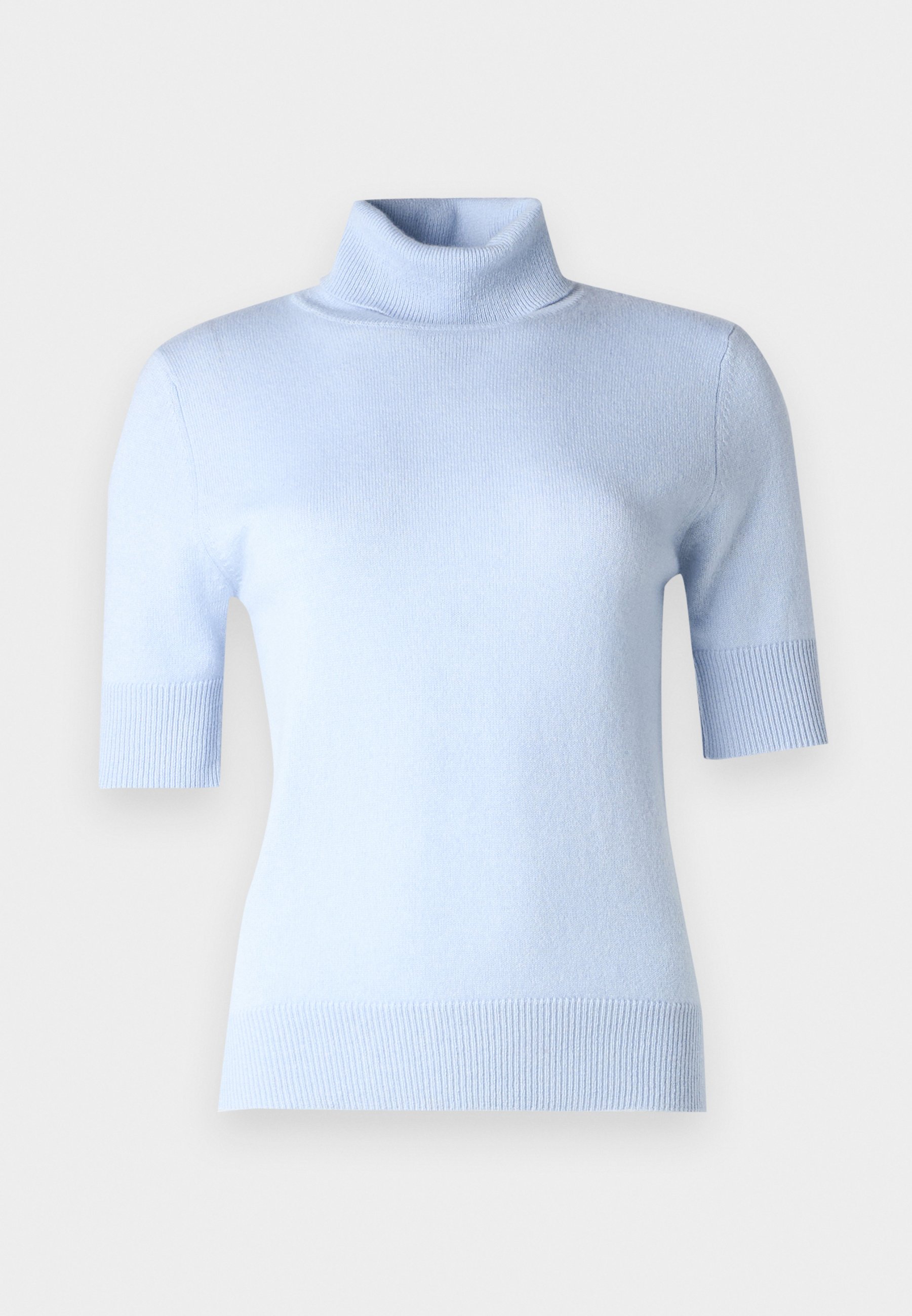 pure cashmere TURTLE NECK SHORT SLEEVE - Jumper - baby blue/light