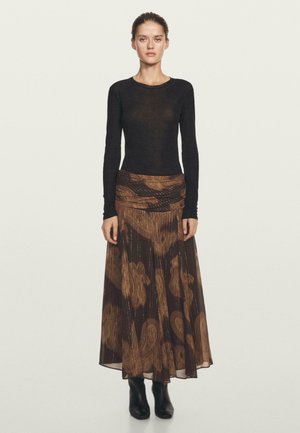 FLOWING PAISLEY PRINT  - Gonna lunga - mottled dark brown