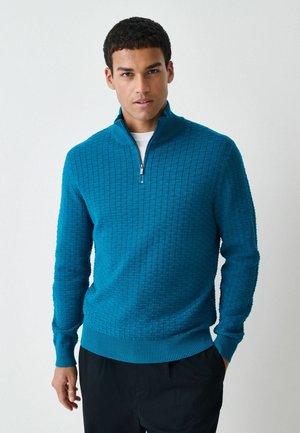 TALL FIT - REGULAR TEXTURED QUARTER ZIP - Strickpullover - neutral smart texture