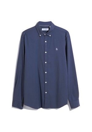 Navyblauwe overhemd met lange mouwen van katoen, met een button-down kraag en een klein logo op de borst. Standaard pasvorm met knoopsluiting.