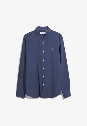 Navyblauwe overhemd met lange mouwen van katoen, met een button-down kraag en een klein logo op de borst. Standaard pasvorm met knoopsluiting.