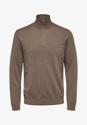 Selected, SLHBERG HALF ZIP - Maglione - teak melange