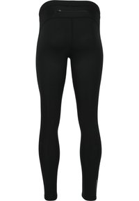 Zwarte leggings van gladde, rekbare stof. Met een aansluitend ontwerp, hoge tailleband en een klein ritszakje aan de achterkant.