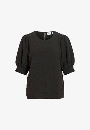 VILA, SHORT SLEEVED TOP VIMILLER ROUND NECK - Bluse - black beauty