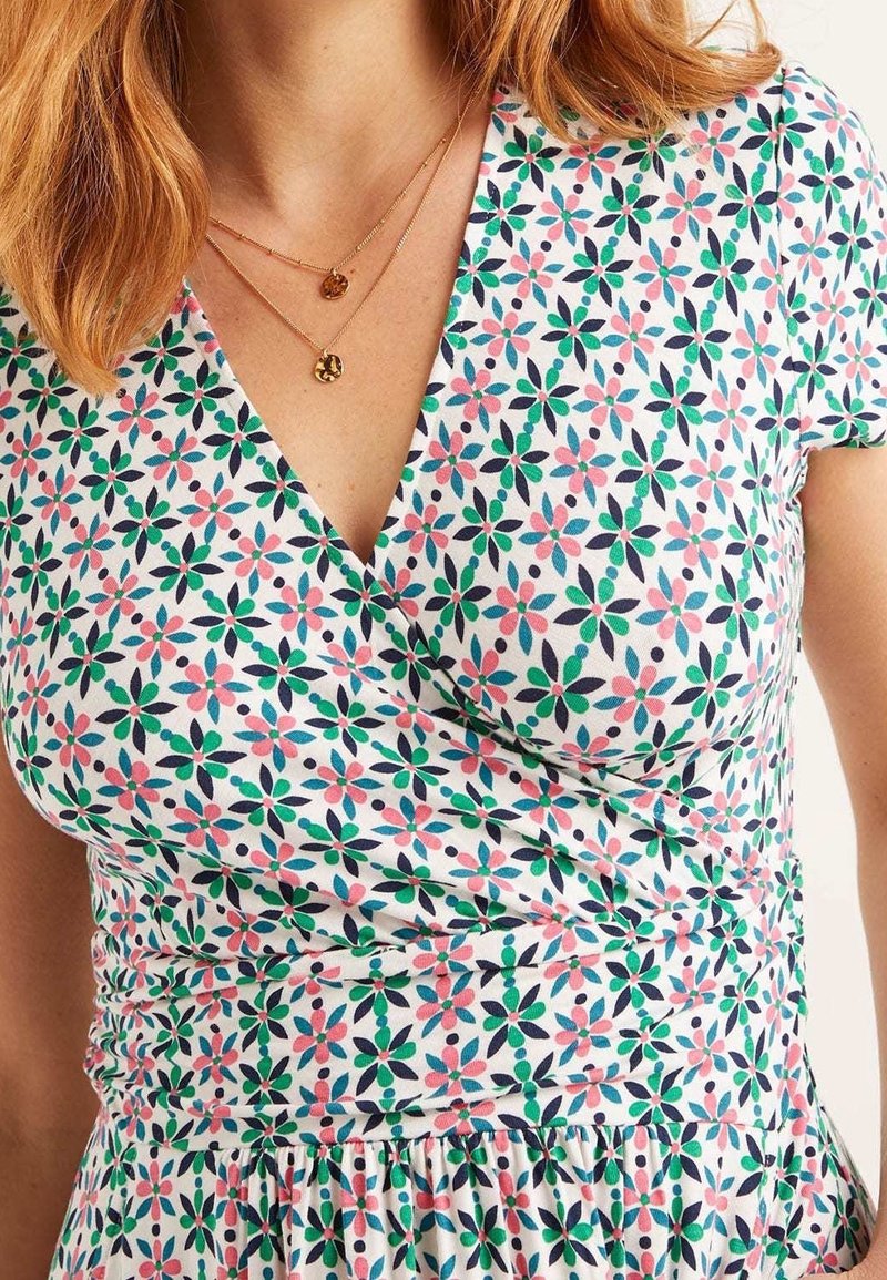 boden green and pink dress Cotton Midi Shirt Dress-Green Tambourine, Pink Stripe main image 0