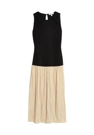 Marks & Spencer ROUND NECK PLEATED MIDAXI WAISTED - Hverdagskjole - black mix
