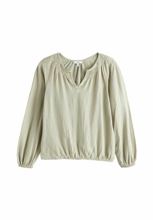 Next, REGULAR FIT - LONG SLEEVE NOTCH NECK TOP - Blouse - sage green