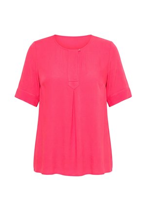 Ulla Popken, PLACKET ROUND NECK SHORT SLEEVE - Bluse - pink