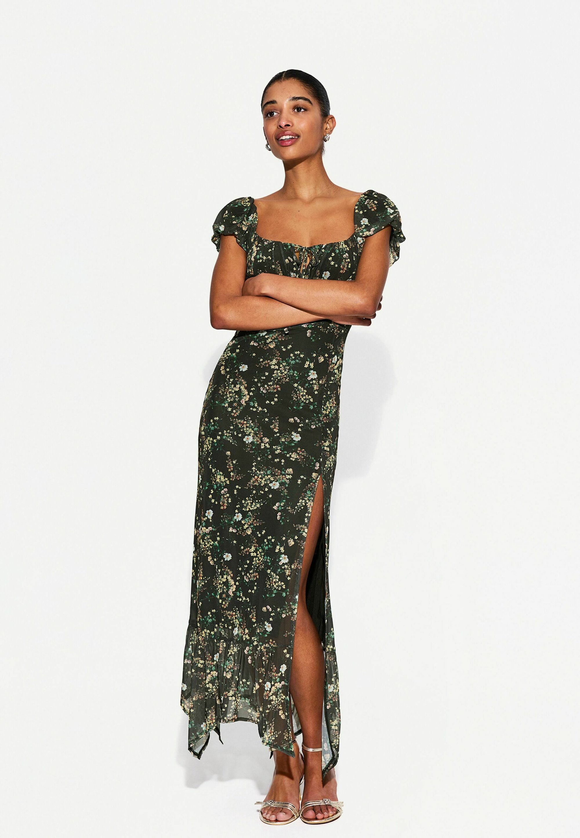 Bershka Vestito lungo neon green/verde fluo