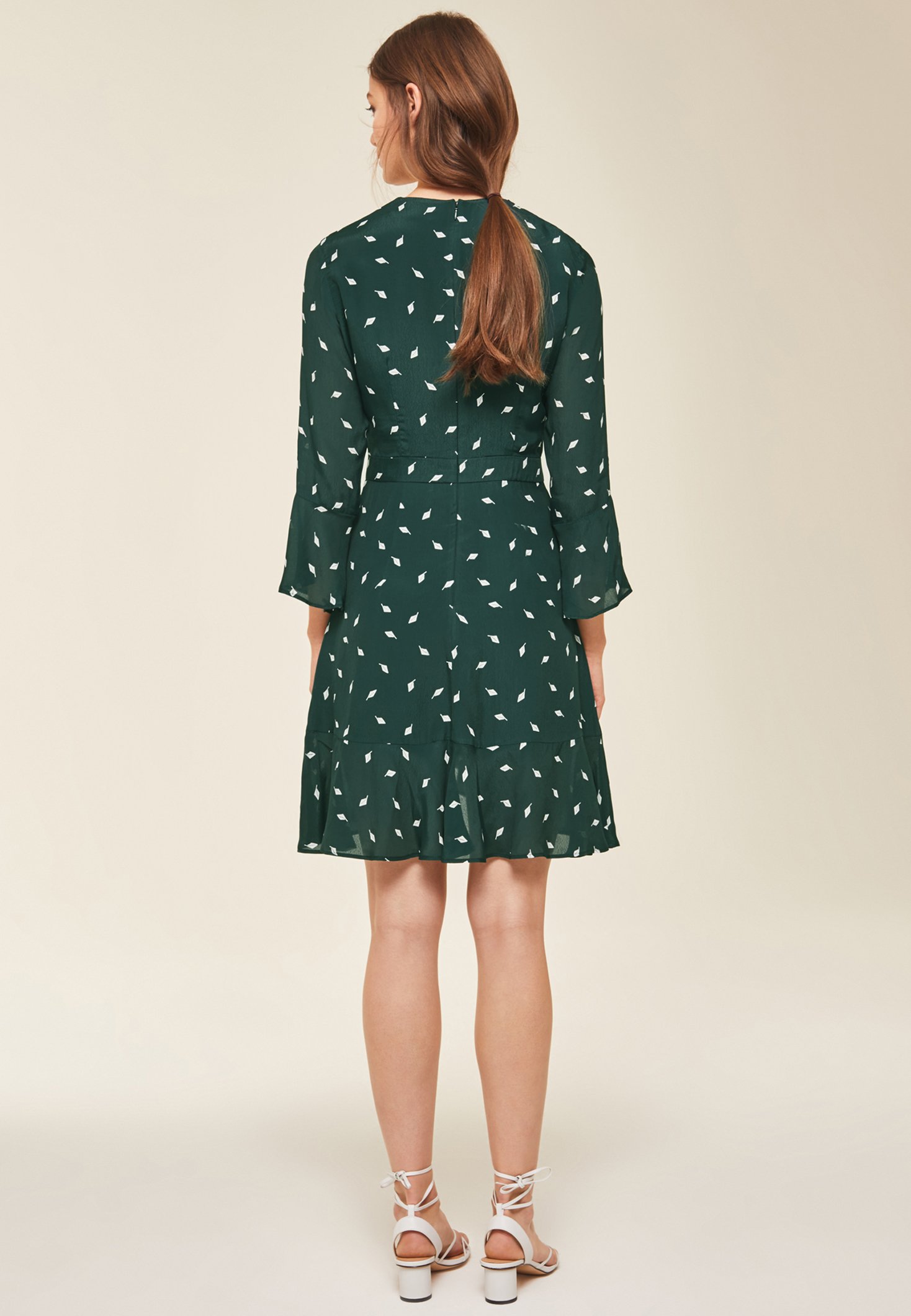 warehouse green verity ditsy floral dress