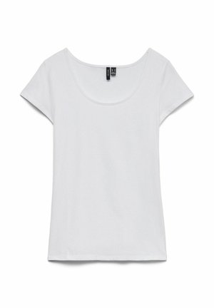 Biała koszulka z krótkim rękawem, wykonana z gładkiej bawełny, z okrągłym dekoltem i prostym dołem, zapewniająca luźny krój.