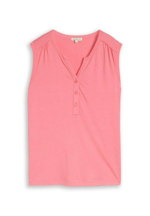 TOM TAILOR, TOM TAILOR T-SHIRT HENLEY TOP MIT RAFFUNGEN - Débardeur - soft fuchsia pink