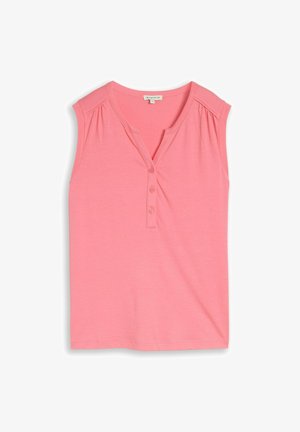TOM TAILOR, TOM TAILOR T-SHIRT HENLEY TOP MIT RAFFUNGEN - Toppi - soft fuchsia pink