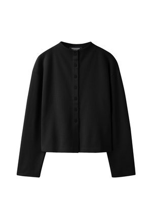 Stradivarius, STAND-COLLAR KNIT CARDIGAN - Gilet - mottled dark grey