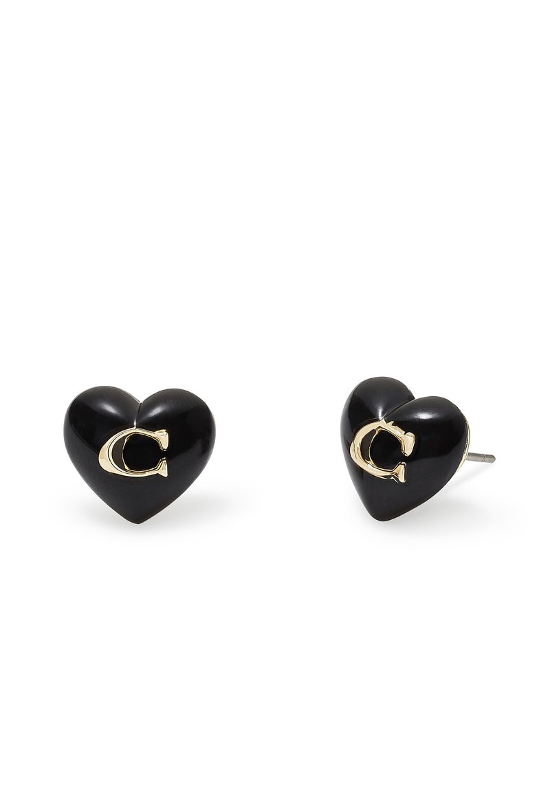 Orecchino Singolo Lebole Brassy Mix & Match – Cuore Rosso Con Pietra Nera, Ottone Dorato, Made In Italy